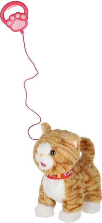 KIK Interaktivní kočka na vodítku béžová