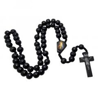 Różaniec drewniany czarny - Jezu ufam Tobie