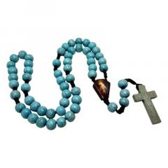 Różaniec drewniany turkus