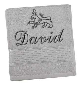 Froté osuška proužek s výšivkou jména a znamení zvěrokruhu - Šedá - 70x140 cm