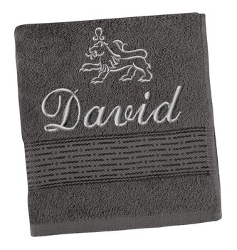 Froté osuška proužek s výšivkou jména a znamení zvěrokruhu - Šedá - 70x140 cm