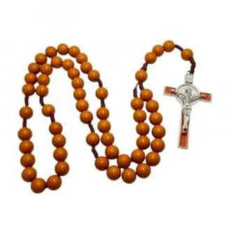 Różaniec plastik duży paciorek rudobrązowy