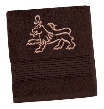 Froté osuška proužek s výšivkou znamení zvěrokruhu - Hnědá - 70x140 cm