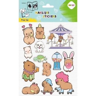 Naklejki 3D POP UP, Kapibara Kapi Fun, 146X240 mm, Happy Color