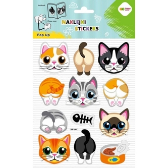 Naklejki 3D POP UP - Cat Face&Tail, 146X240 mm, Happy Color