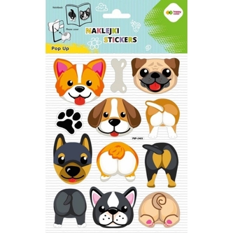 Naklejki 3D POP UP - Dog Face&Tail, 146X240 mm, Happy Color