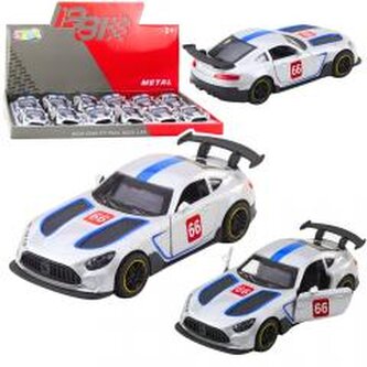 Wyścigówka metalowa napęd otwierane drzwi srebrny