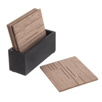 Podtácek dřevo+stojan LINE 10x10 cm 4 ks