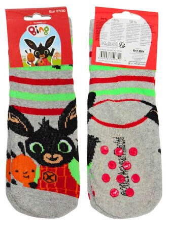 Chlapecké ponožky s protiskluzem ZAJÍČEK BING teplé, šedá světlá, velikost: 27/30