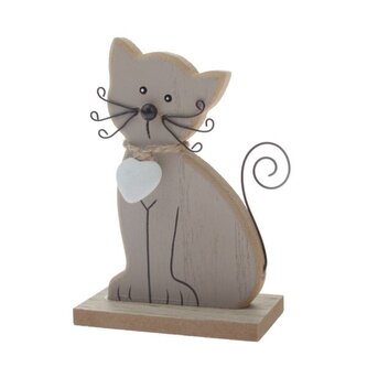 Dřevěná kočka 10cm - šedá, 12/144