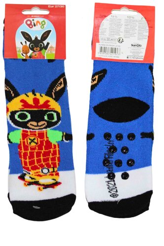 Chlapecké ponožky s protiskluzem ZAJÍČEK BING teplé, modrá, velikost: 19/22