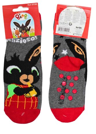 Chlapecké ponožky s protiskluzem ZAJÍČEK BING teplé, šedá tmavá, velikost: 23/26