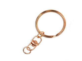 Kroužek na klíče Ø23 mm s obrtlíkem - 50 ks - 5 růžové zlato