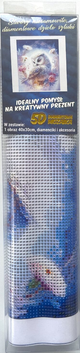 Diamantové malování - Sova ve věnci 30 x 40 cm
