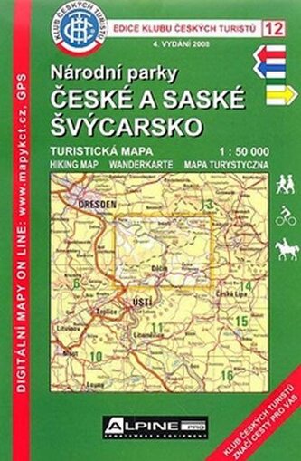 Národní Parky České a Saské Švýcarsko 1:50 000/ KČT 12