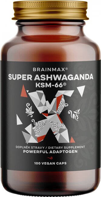 BrainMax Super Ashwagandha extrakt KSM-66, 100 rostlinných kapslí