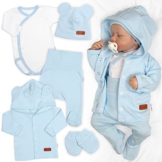 Bavlněná souprava pro miminko do porodnice 5D, Made with love, baby blue, vel. 56; 56 (1-2m); bílá, modrá; 100 % bavlna