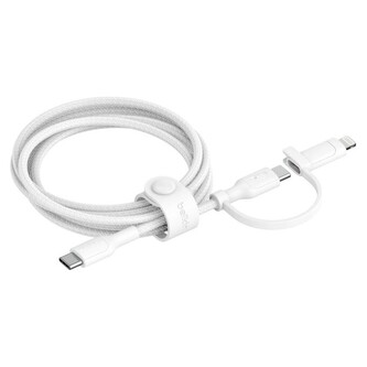 Belkin BOOST CHARGE™ PRO 2v1 USB-C a Lightning odolný kabel, 1,5m bílý
