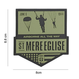 Gumová nášivka 101 Inc St Mere Eglise Airborne - olivová-černá