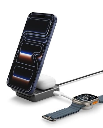 Spigen Essential MagSafe 2-in-1+C Wireless Charger EF302MOQ, black