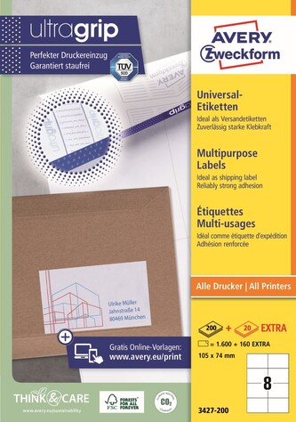 Avery Zweckform 3427-200 Samolepicí etikety 105x74 mm, bílé