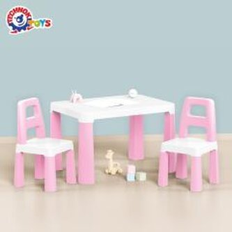 Stół dziecięcy różowy z dwoma krzesełkami
