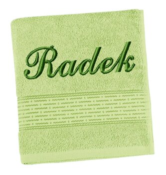 Froté ručník proužek s výšivkou jména - Zelená - 50x100 cm