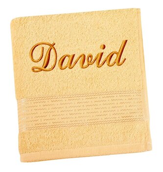 Froté ručník proužek s výšivkou jména - Žlutá - 50x100 cm