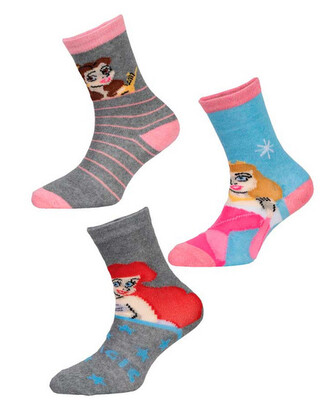 3PACK dětské ponožky Disney Princess vícebarevné (38291/pink) 31/34
