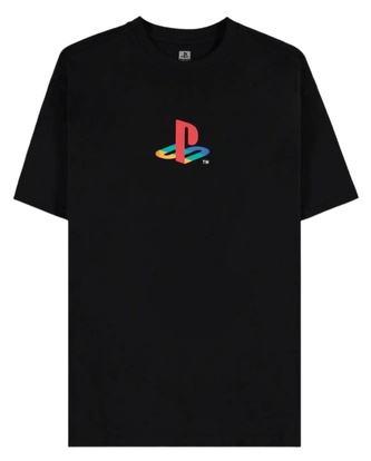 Pánské tričko Playstation: Barevné logo (M) černá bavlna