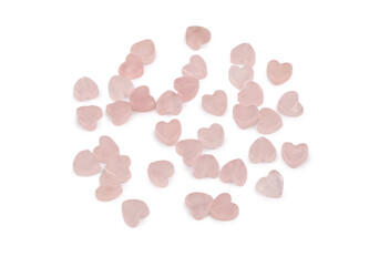 Minerální a skleněné korálky srdce Ø6 mm - 35 ks - 3 růžová sv. sklo