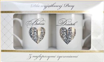 Kubek komplet Q Babcia/Dziadek (serce)