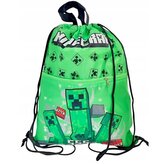 Pytlík na obuv s kapsou na zip MINECRAFT 45x34 zelený