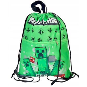 Pytlík na obuv s kapsou na zip MINECRAFT 45x34 zelený