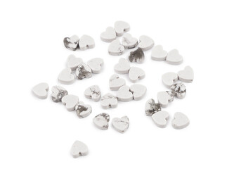Minerální a skleněné korálky srdce Ø6 mm - 35 ks - 1 bílá minerál