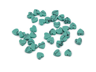 Minerální a skleněné korálky srdce Ø6 mm - 35 ks - 2 tyrkenit minerál
