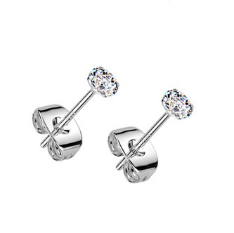 HB8341-3 Stříbrné náušnice na puzetu - zirkony 3 mm