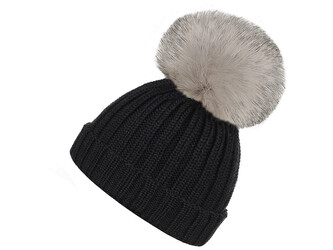Dívčí zimní čepice s bambulí - 1 ks - 5 černá
