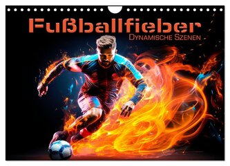 FUßBALLFIEBER Dynamische Szenen (Wandkalender 2026 DIN A4 quer), CALVENDO Monatskalender