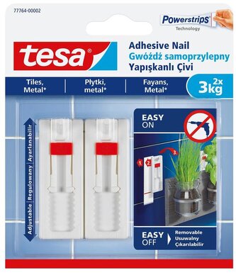 Gwóżdż samoprzylepny regulowany do płytek biała 3 kg, Tesa