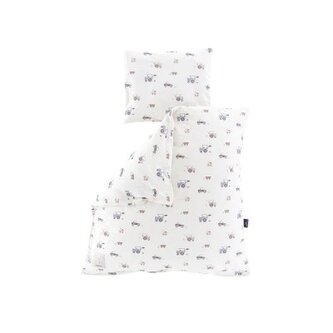 TRÄUMELAND Povlečení do kolébky Jersey 80/80 + 35/40 Little Farm Blau