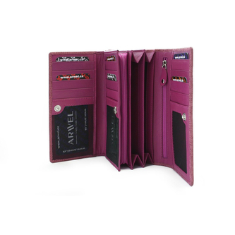 Dámská kožená klopnová peněženka se vzorem Arwel 2235 - fialová