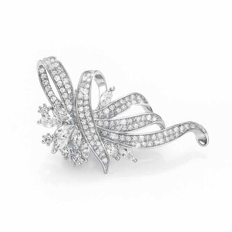 Třpytivá brož ve tvaru stuhy Silver Troli