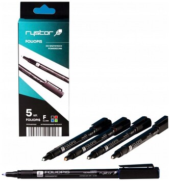 Foliopis F 0.6  kpl. 5 szt. 4-kol. w etui Eko, Rystor