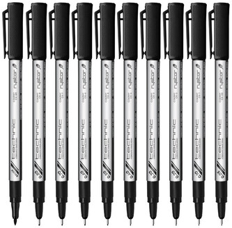 Cienkopisy w etui eko kpl. 9 szt.+ Brush czarne, Rystor