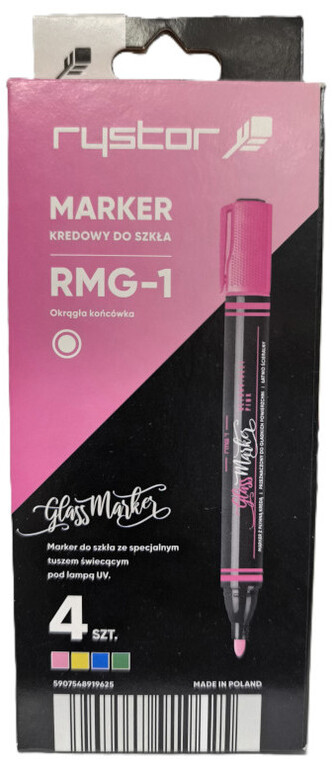 Markery kredowe do szkła 4-kol. w etui eko RMG-1/CDPG, Rystor