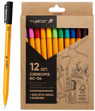 Flamastry Eco kpl. 12-kol. w etui RC-10, Rystor