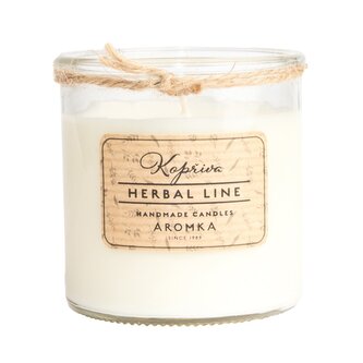 Přírodní vonná svíčka sójová - AROMKA - Recyklované sklo, 250 ml - Kopřiva