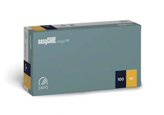 easyCARE - vinylové rukavice PF, nepudrované, S-XL, (100ks), transparentní - M