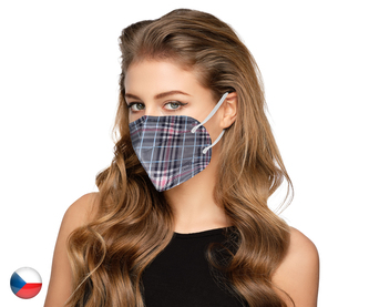 Český NanoRespirátor FFP2 - Růžové karo (č.5)